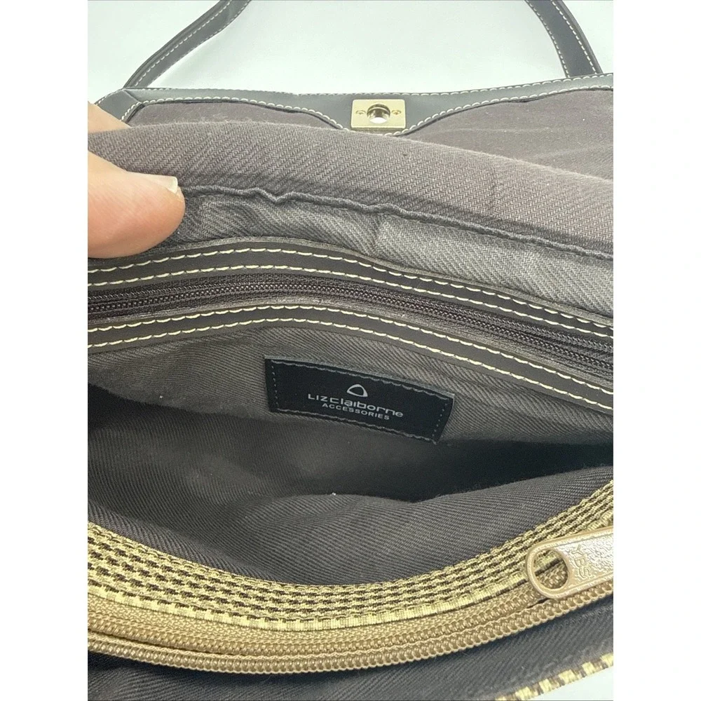 Liz Claiborne Accessories Crossbody Bag Brown Leather Multicolored With Straps